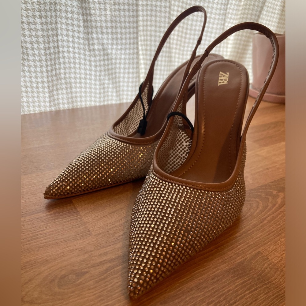*SOLD* Zara rhinestone heels Sz 37 (6.5 US)